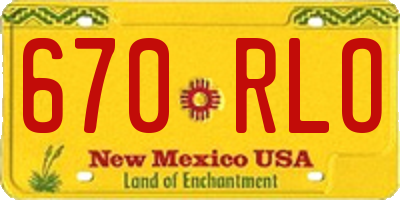 NM license plate 670RLO