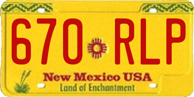 NM license plate 670RLP