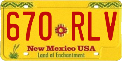 NM license plate 670RLV