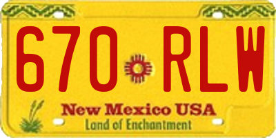 NM license plate 670RLW