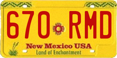 NM license plate 670RMD