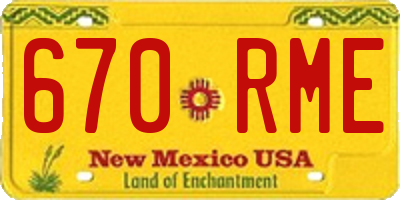 NM license plate 670RME
