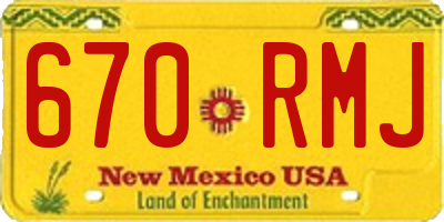 NM license plate 670RMJ