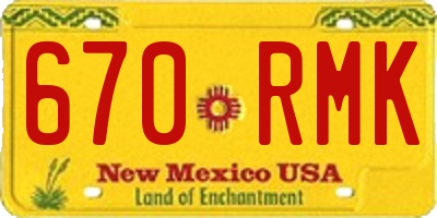 NM license plate 670RMK