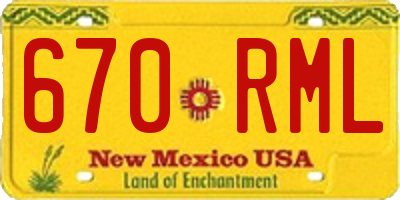 NM license plate 670RML