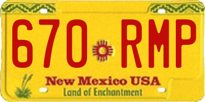 NM license plate 670RMP