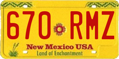 NM license plate 670RMZ
