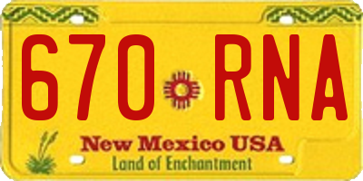 NM license plate 670RNA