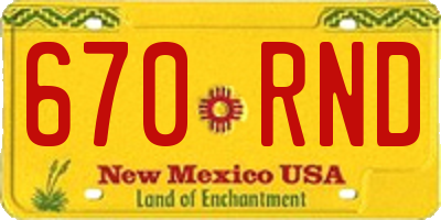 NM license plate 670RND