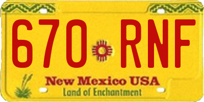 NM license plate 670RNF