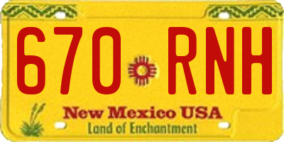 NM license plate 670RNH