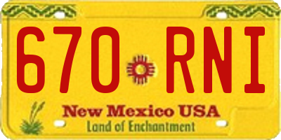 NM license plate 670RNI
