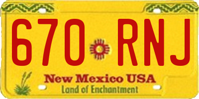 NM license plate 670RNJ