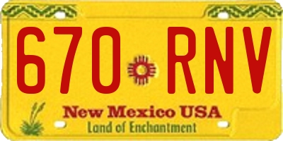 NM license plate 670RNV