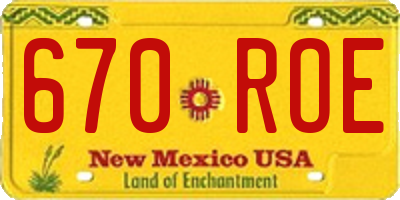 NM license plate 670ROE