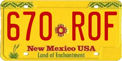 NM license plate 670ROF