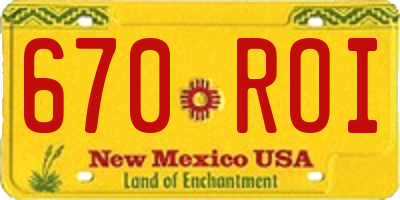 NM license plate 670ROI
