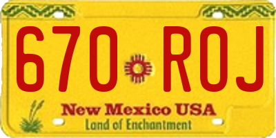 NM license plate 670ROJ