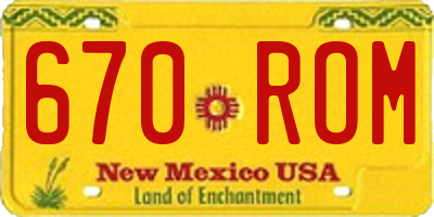 NM license plate 670ROM
