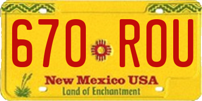 NM license plate 670ROU