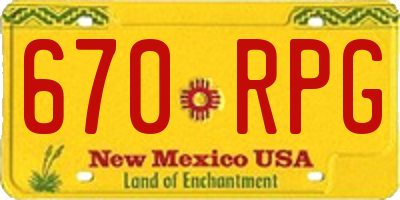 NM license plate 670RPG