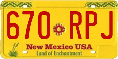 NM license plate 670RPJ