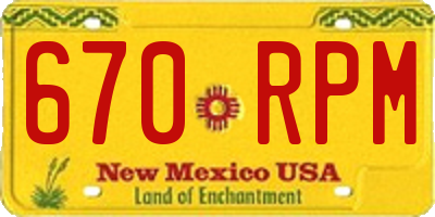NM license plate 670RPM