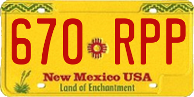 NM license plate 670RPP