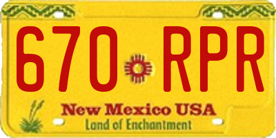 NM license plate 670RPR