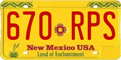 NM license plate 670RPS
