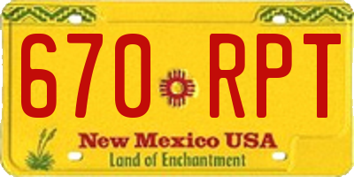 NM license plate 670RPT