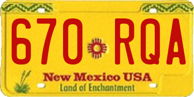NM license plate 670RQA