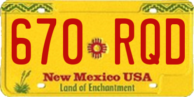 NM license plate 670RQD