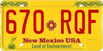 NM license plate 670RQF