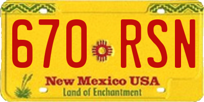 NM license plate 670RSN