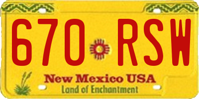 NM license plate 670RSW