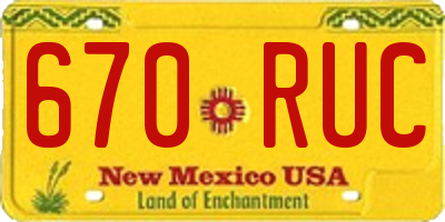 NM license plate 670RUC