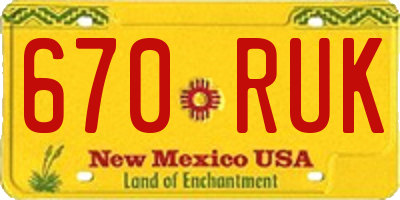 NM license plate 670RUK