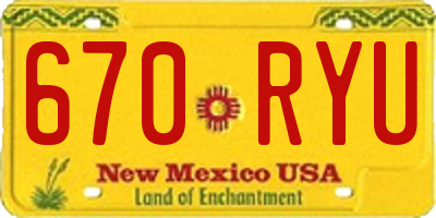 NM license plate 670RYU