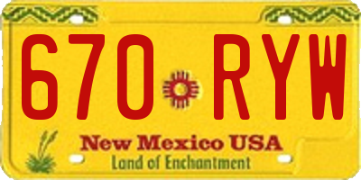 NM license plate 670RYW