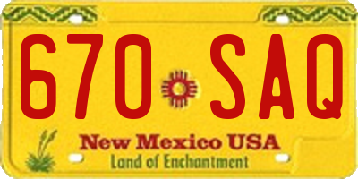 NM license plate 670SAQ