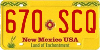 NM license plate 670SCQ