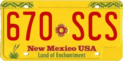 NM license plate 670SCS