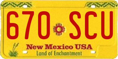 NM license plate 670SCU