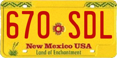 NM license plate 670SDL