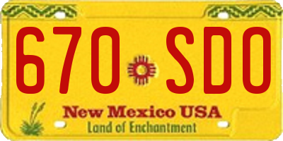 NM license plate 670SDO