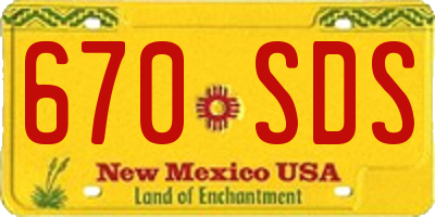 NM license plate 670SDS