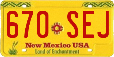 NM license plate 670SEJ
