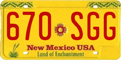 NM license plate 670SGG