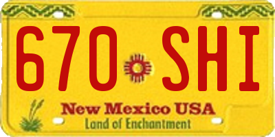 NM license plate 670SHI